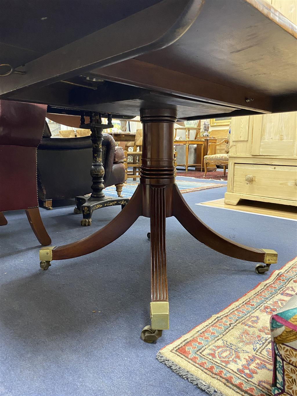 A George III banded mahogany rectangular breakfast table (a.f.), width 145cm, depth 110cm, height 72cm